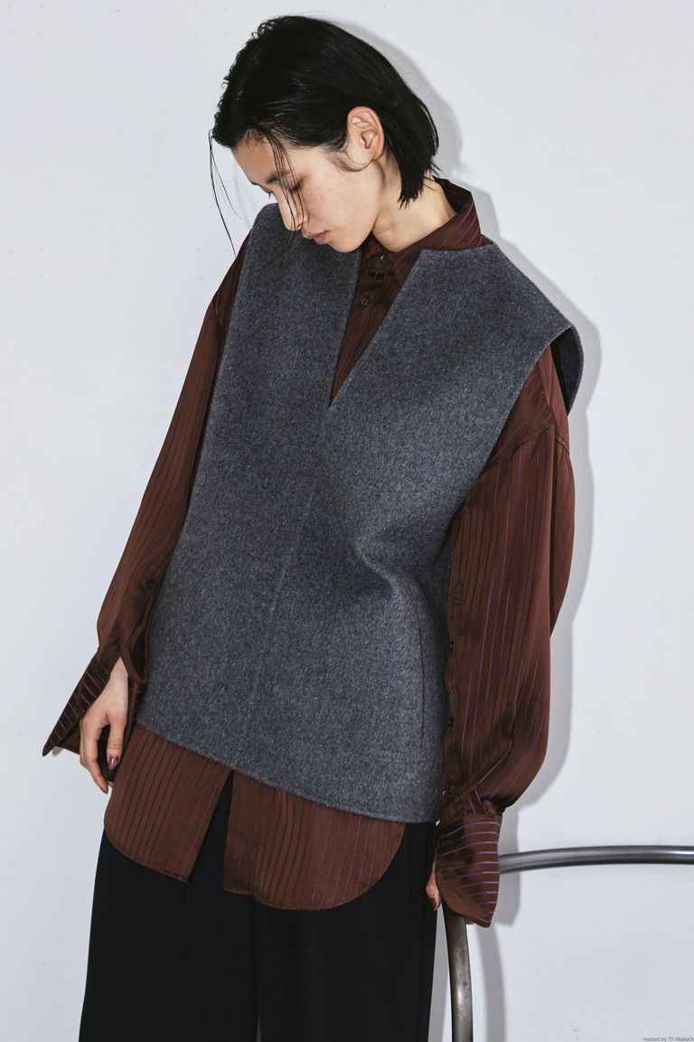 TODAYFUL - keyneck wool vest -charcoal grey- 22aw women | asterisk