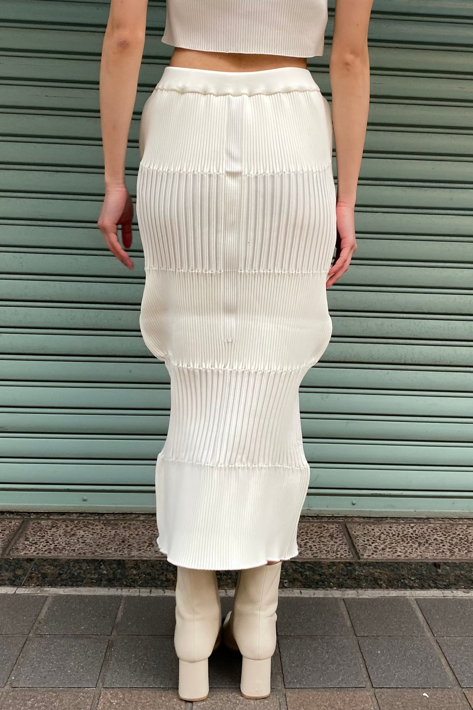 CFCL - fluted skirt 1-white-women 23ss | asterisk