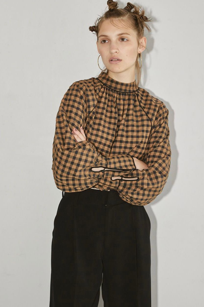 todayful  Ginghamcheck Puff Blouse