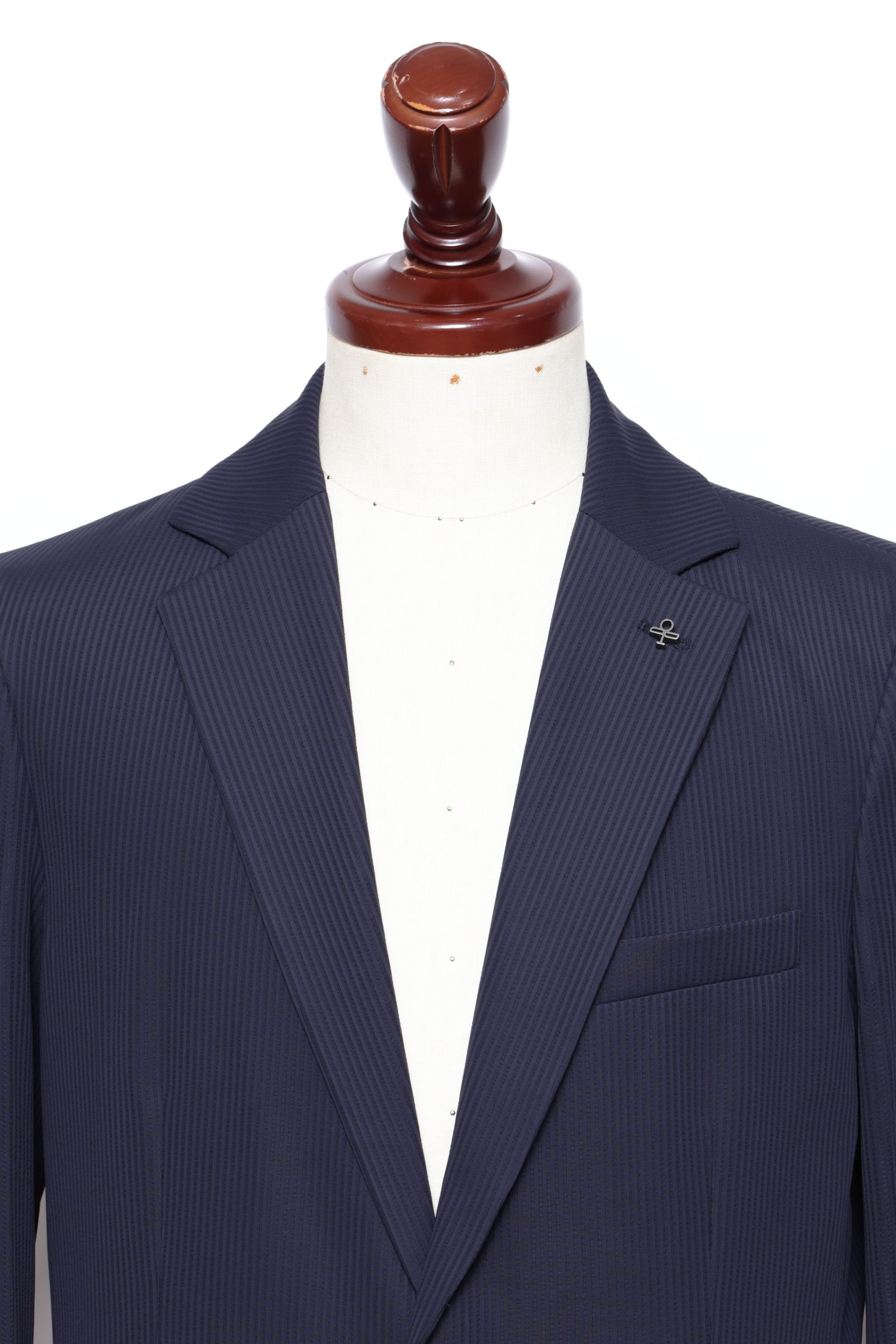 【セットアップあり】ストレッチ ナイロン ジャージ シアサッカー 2B ジャケット  / ネイビー