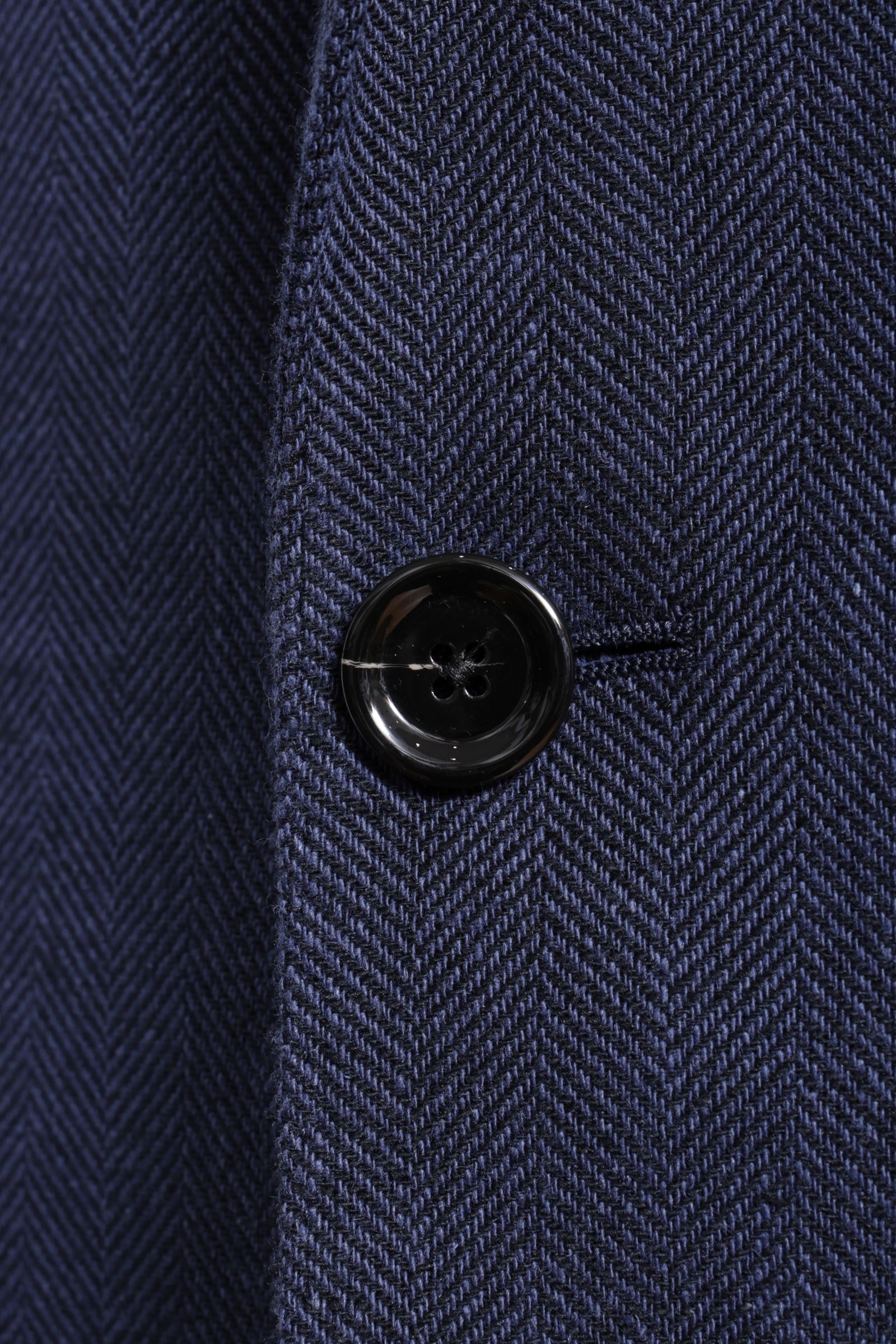 ROMA コットンリネン ヘリンボーン 2B シングル ジャケット / ネイビー