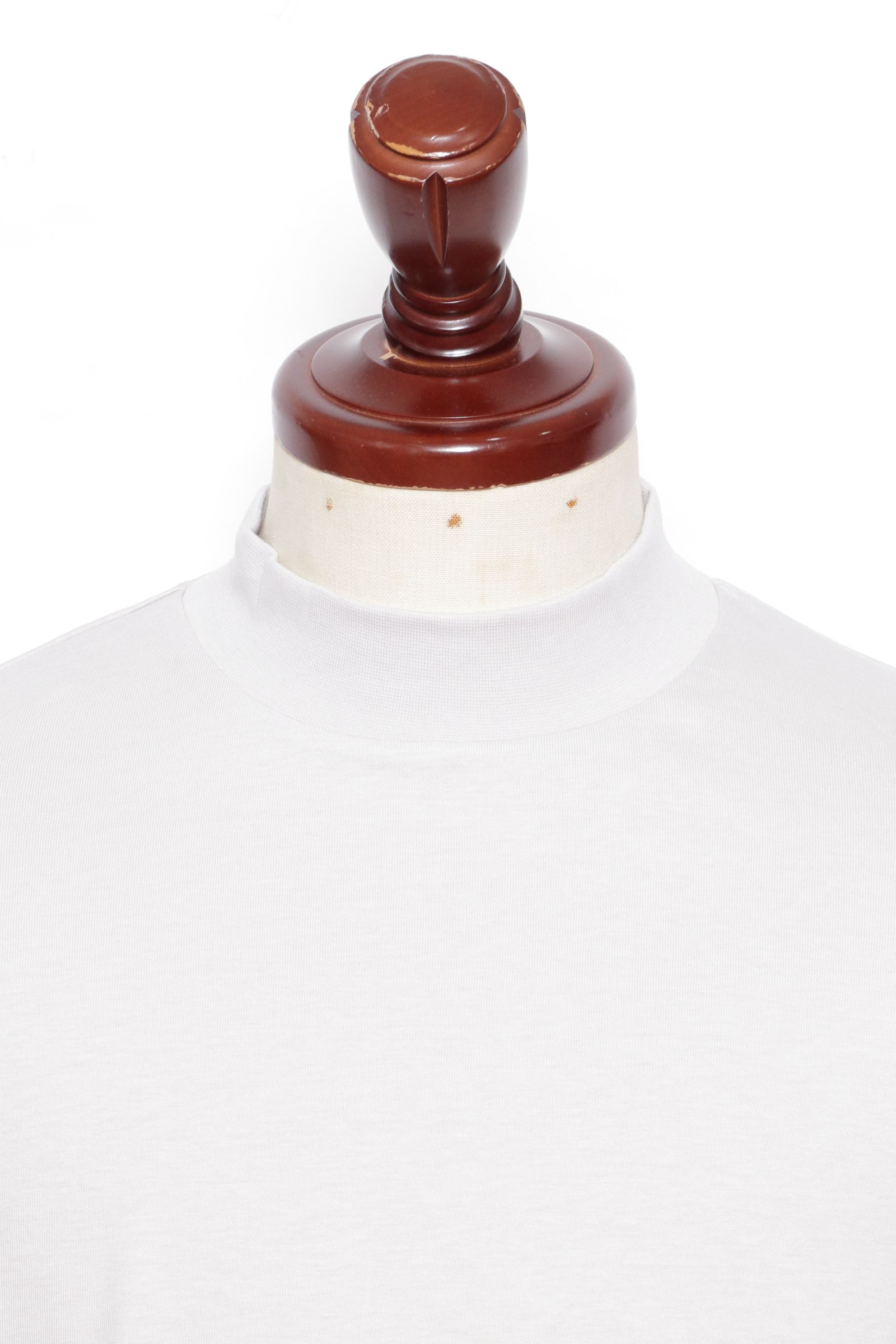 【サイズ50まで】FIANO LUNGO コットン モックネック 長袖 カットソー / アイスグレー 020