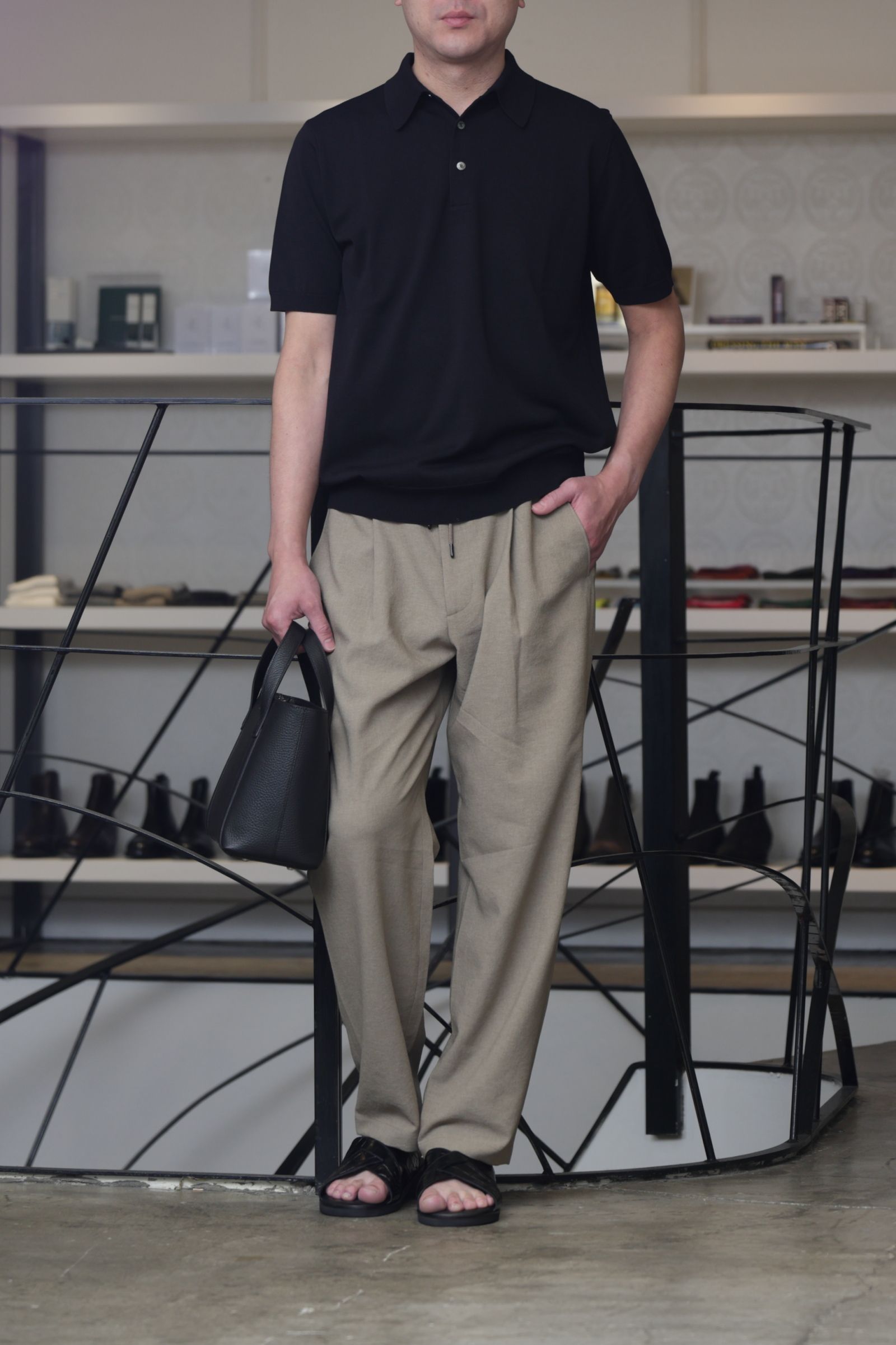 30/70 TRENTA SETTANTA ニットポロを使用した、軽さと落ち着きを両立する大人の休日スタイル