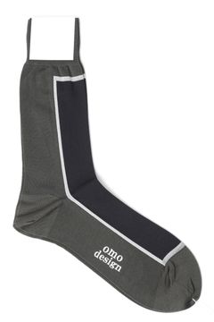 ネコポス対応(385円で発送)/ WINDOW  パネルデザイン コットン ソックス / カーキxブラック