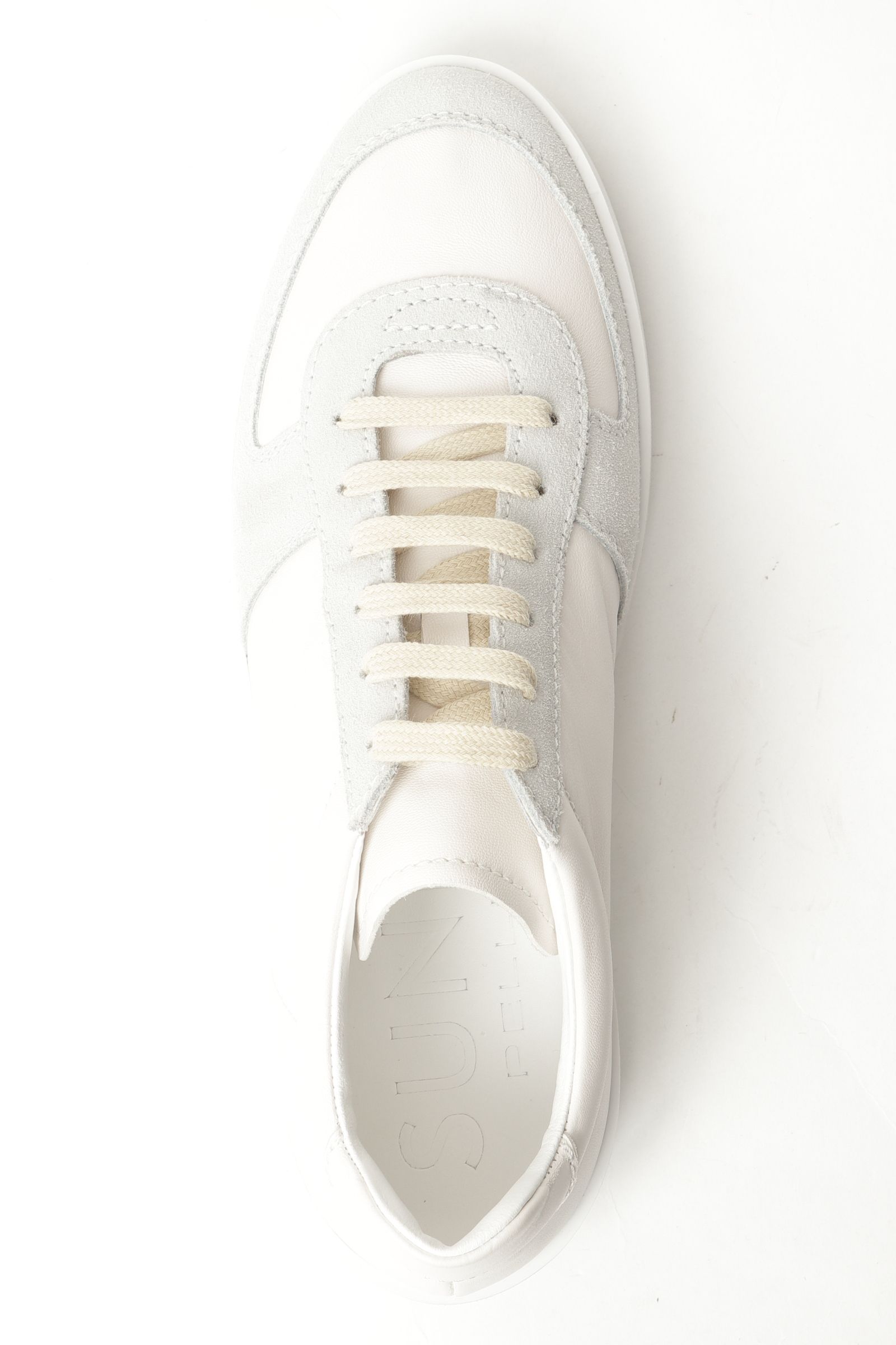 M009 ゴートスムースレザー アンライニング レースアップ スニーカー / ホワイト
