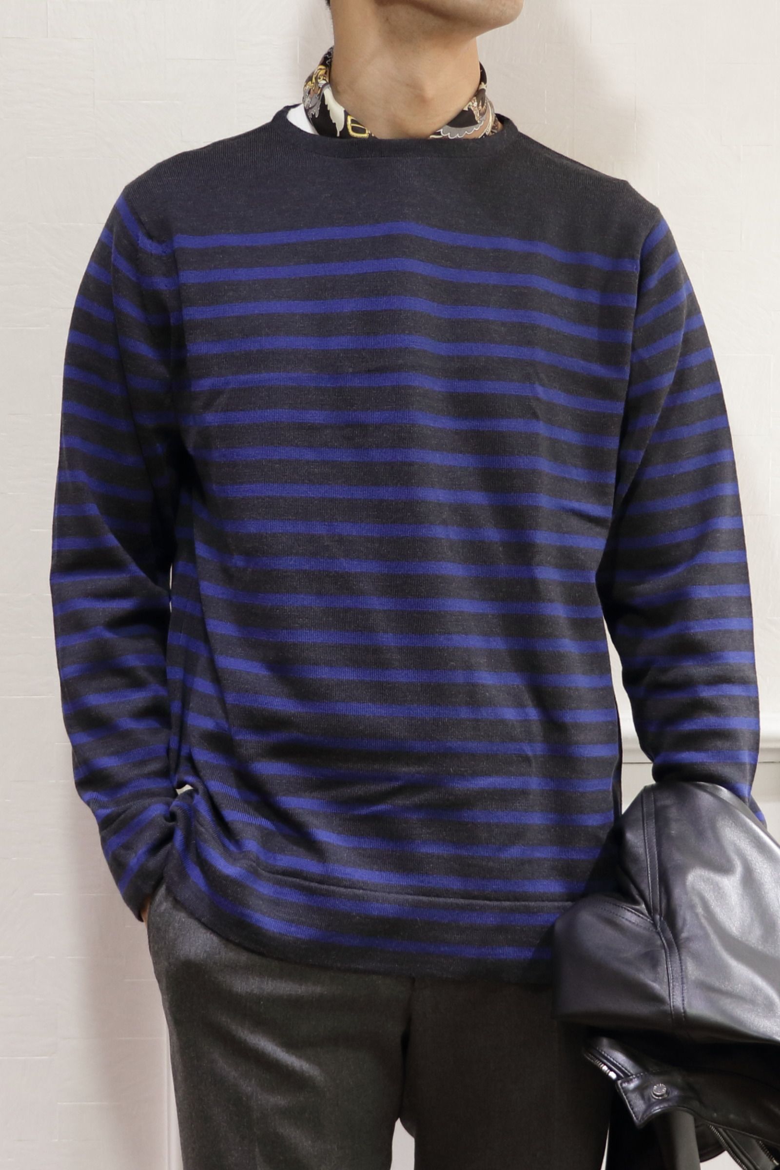 ジョンスメドレー　メンズXLエキストラファインメリノウールクルーネックセーター袖丈長袖