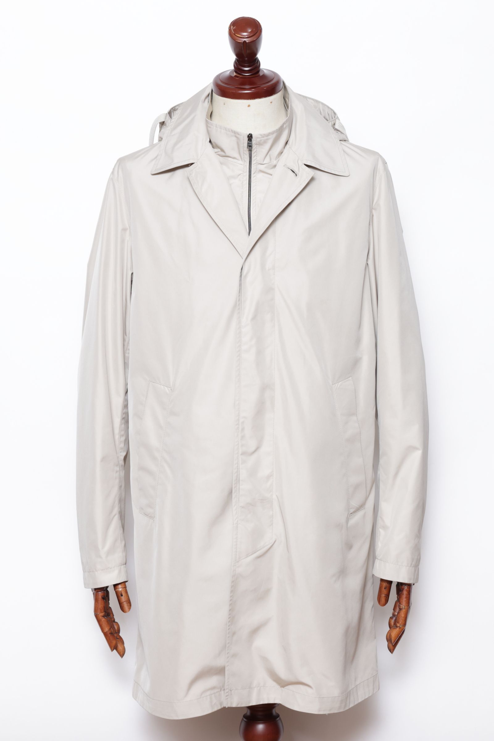 高密度ポリエステル 脱着式フード チェスタコート / アイボリー 1985