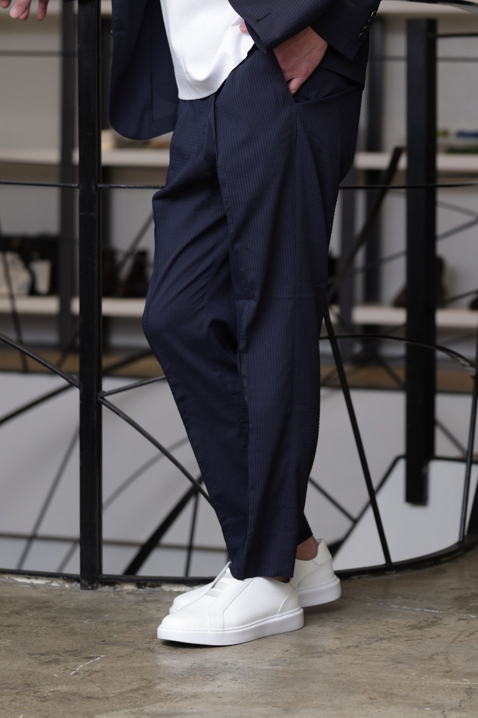 【セットアップあり】F.DOTI 高機能シアサッカー セットアップ 永久クリース パンツ / BRW ブラウン