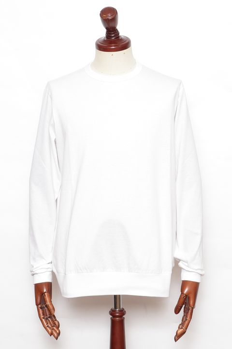 【サイズ52まで】NEBBIOLO LUNGO コットン クルーネック 長袖 カットソー / ホワイト