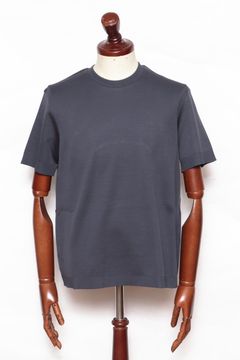 JG000206U ジャージニットエフェクト コットン クルーネック Tシャツ / ネイビー