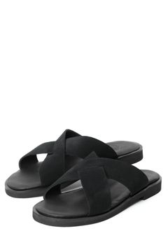 《BEKKU HOMME 完全別注》【ふにゃ男シリーズ】スーパーバック スエード クロスストラップ コンフォート レザー サンダル / ブラック