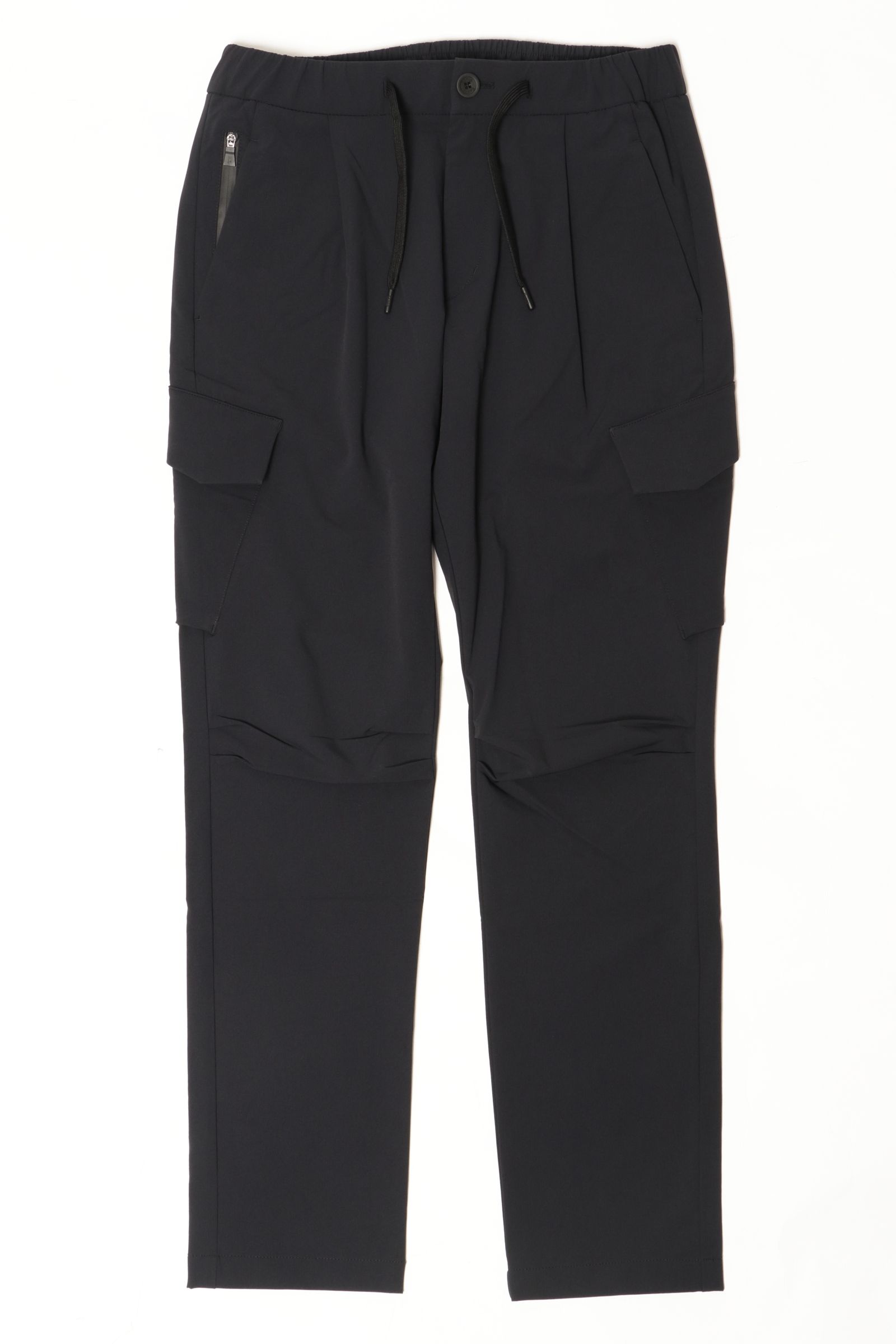 ウォームテック 1プリーツ テーパードシャーリング カーゴパンツ / ブラック 9300