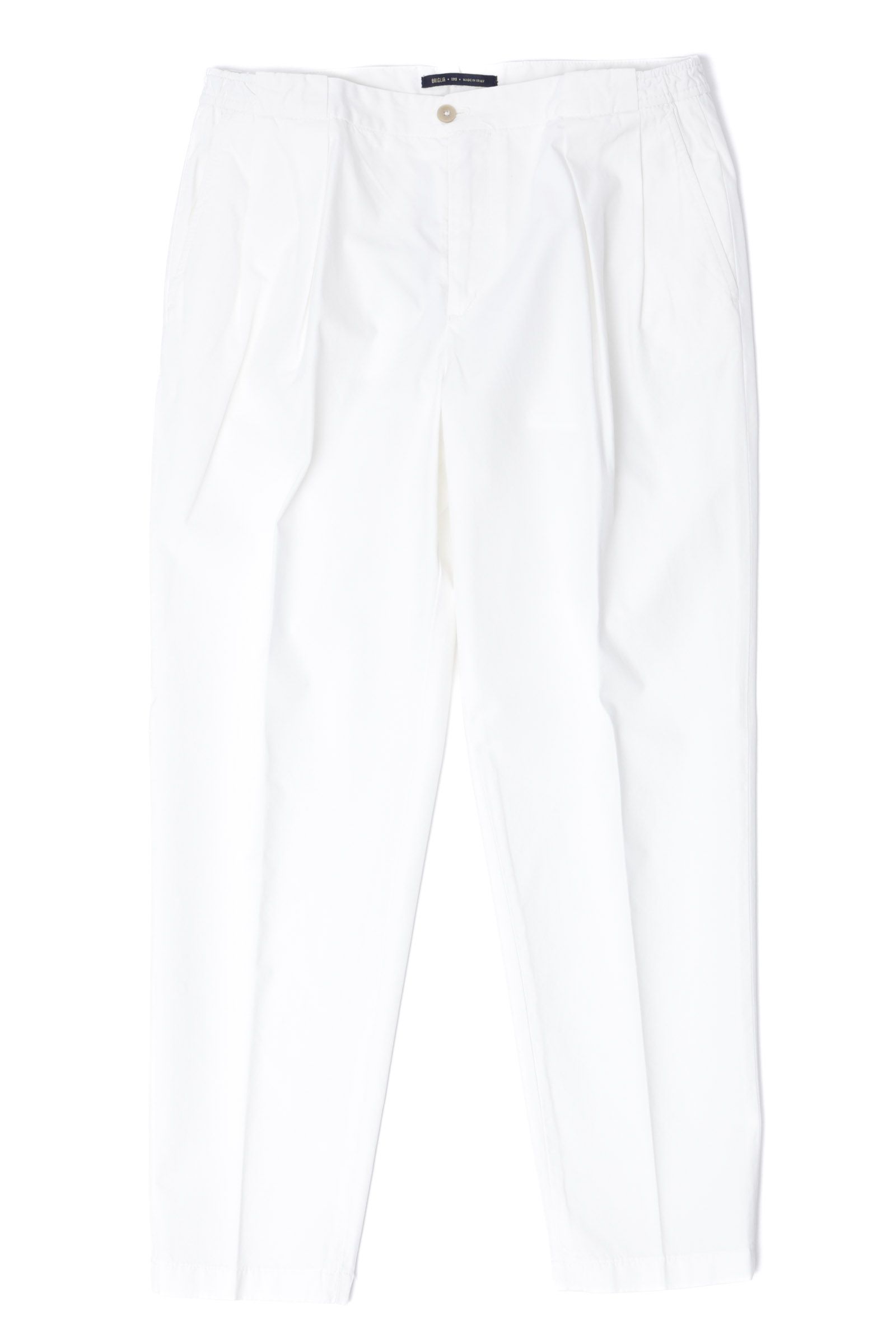 【干場氏モデル】PORTOBELLO コットン ボックスプリーツ テーパードパンツ / ホワイト 5120