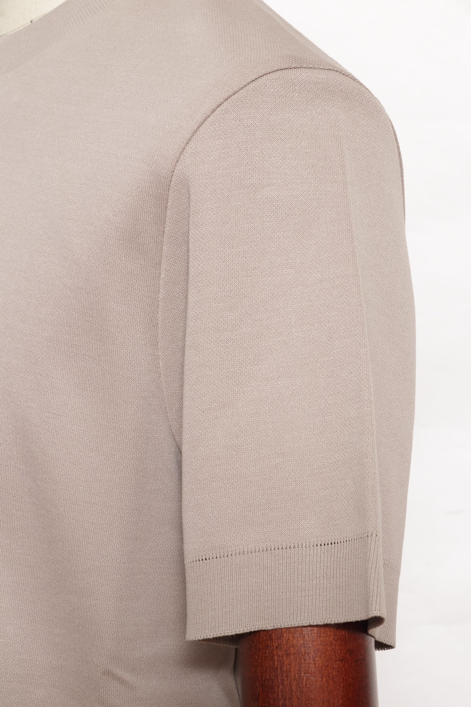 JG000206U ジャージニットエフェクト コットン クルーネック Tシャツ / グレージュ