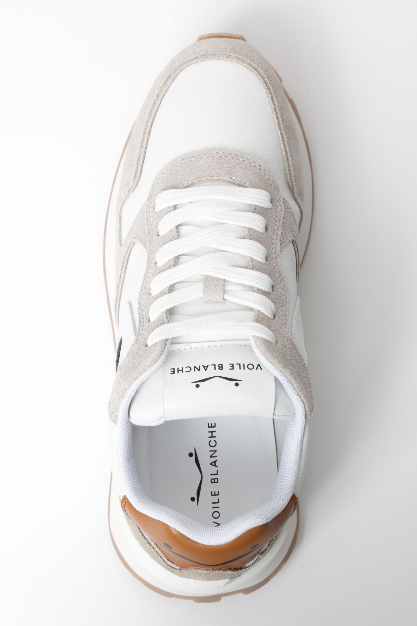 PARIS POWER レザー × ナイロン スニーカー  / ホワイト × グレー