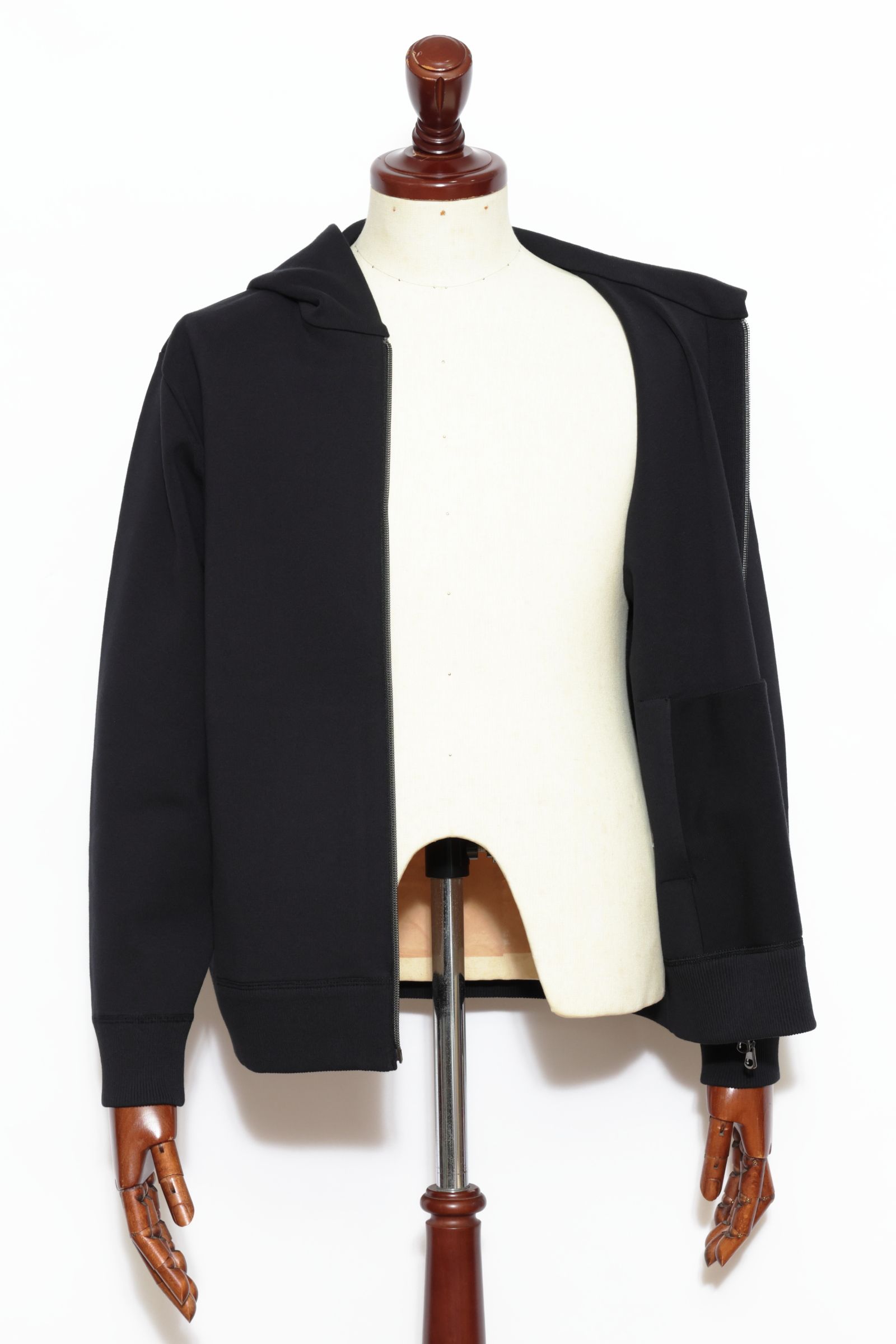 【セットアップあり】arteccoシリーズ #0418 コットン ニット ジップアップパーカー / Black ブラック