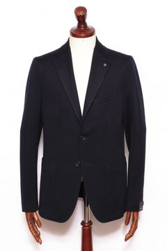 MONTECARLO  ウールナイロン ニットジャージ シングル 2ボタン ジャケット  / ネイビー