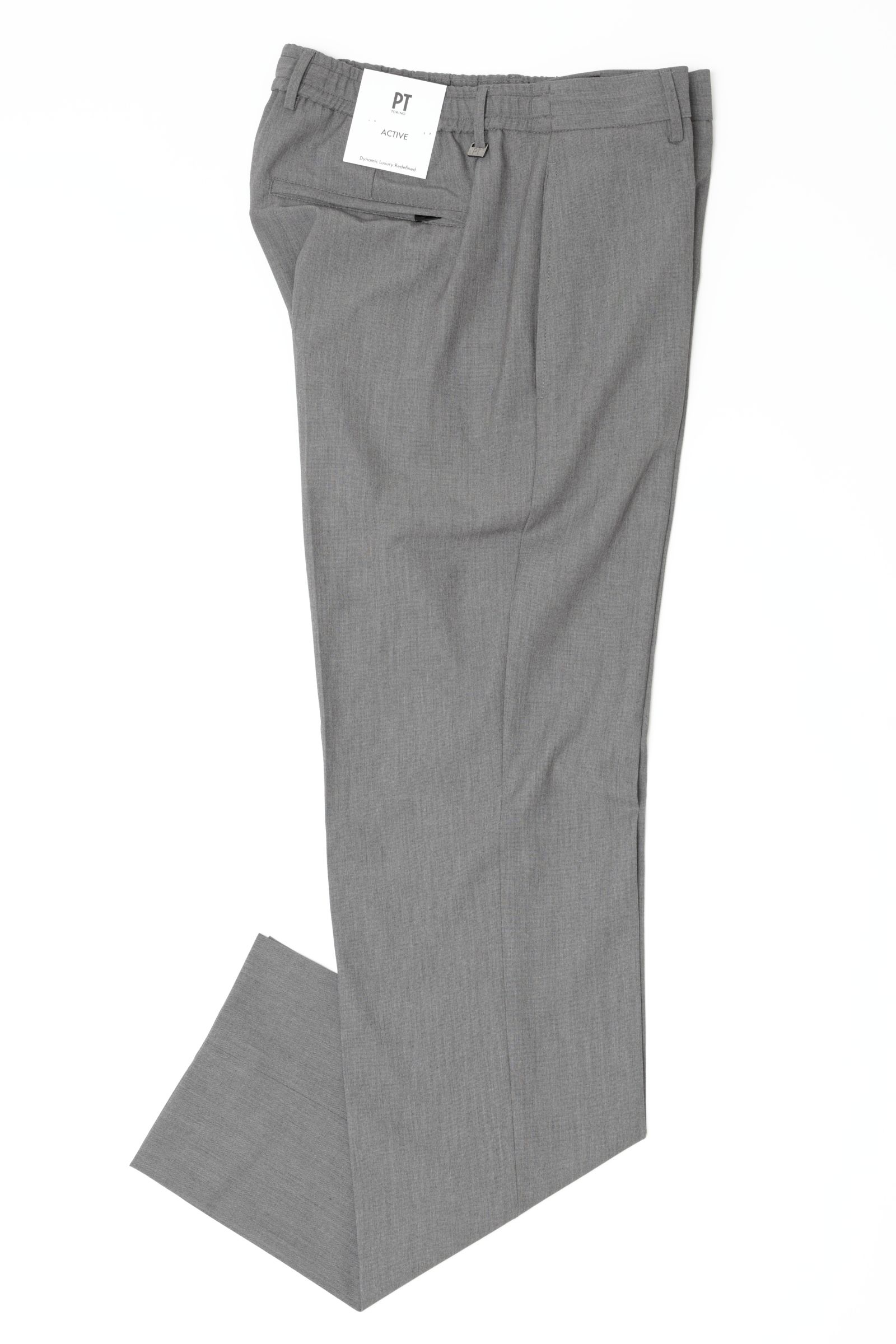 サイズ52まで ACTIVE ウール調 ポリエステル ストレッチ ノープリーツ ドレスパンツ / グレー