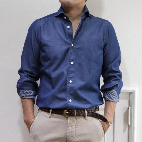 "BOGLIOLI"ネイビージャケットを使用したジャケパンスタイル