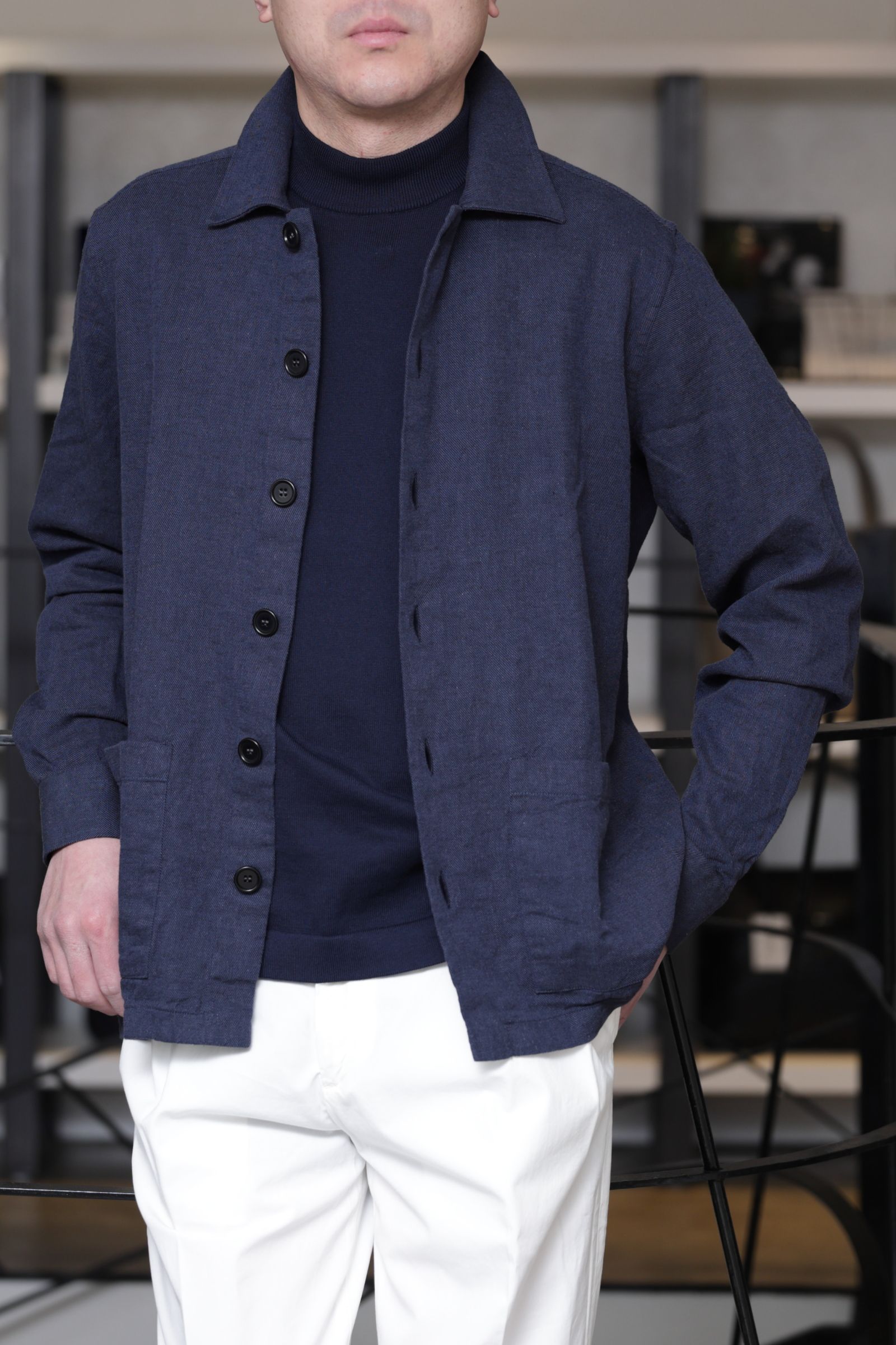 GR401L コットンリネン カバーオール シャツジャケット / ベージュ