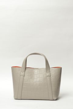 Tela Marinaシリーズ クロコ型押しレザー ミニトートバッグ  / グレージュ
