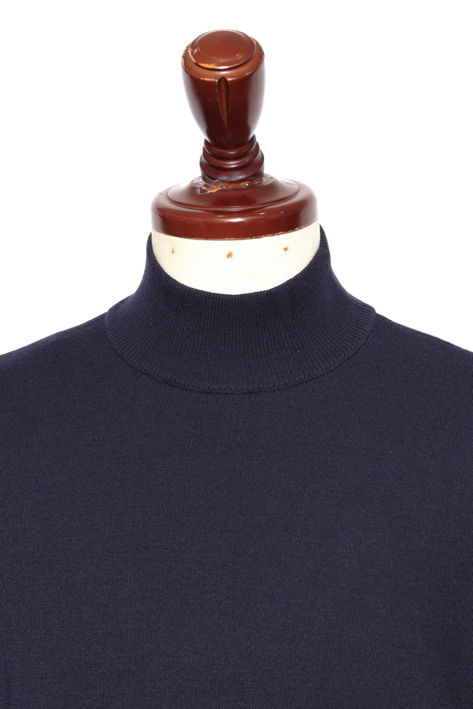 lussoシリーズ #0721 18G カシミヤシルク モックネック ロングスリーブ ニット / NAVY ネイビー