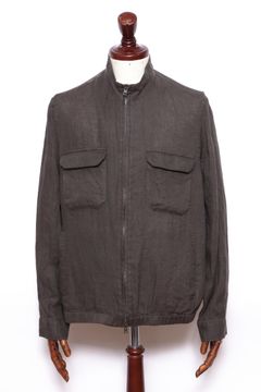 GI000647U ウォッシュドリネン ジップアップ ブルゾン / ブラウン 8800