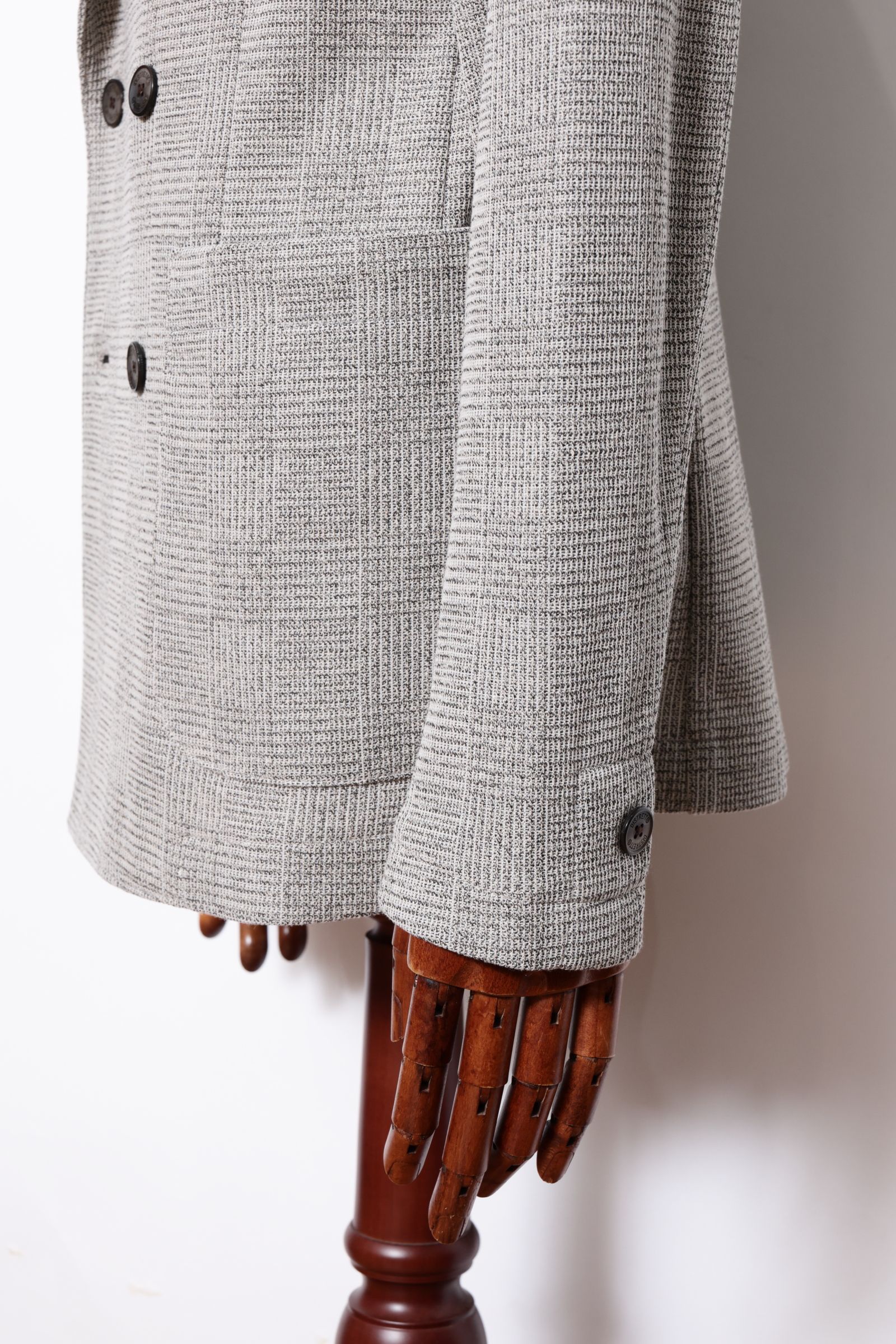 ストレッチ ジャージ シャドーチェック ダブルブレステッド ジャケット  / ベージュ