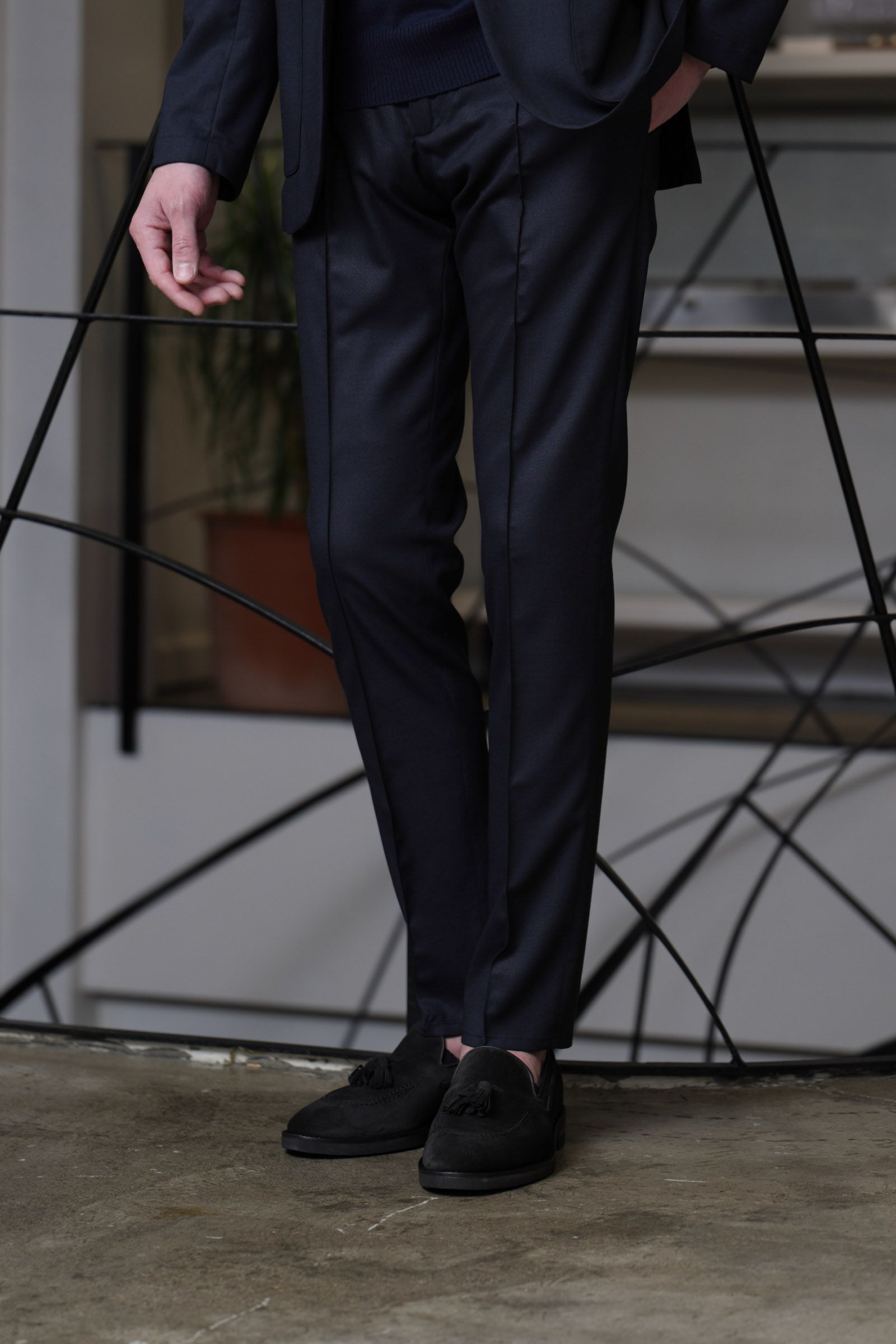 【サイズ54まで】【セットアップあり】MASACCIO A5959 ニューテクノ トロピカルウール イージー スラックス / ネイビー 80