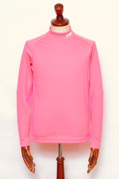 LS MOCKNECK SIDE MESH ハイゲージ スムース コンパクトニット モックネック 長袖Tシャツ / ピンク