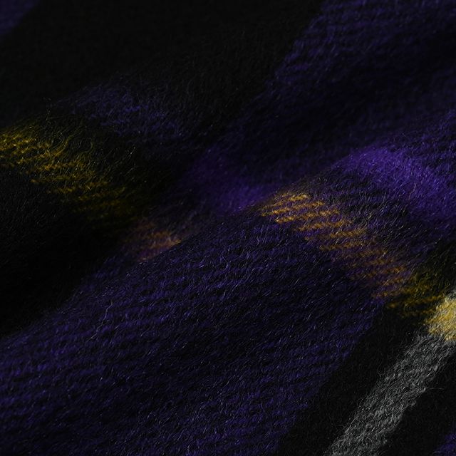 CPG52474 カシミア モダン タータン チェック ストール 35 x 190 / パープル×ブラック