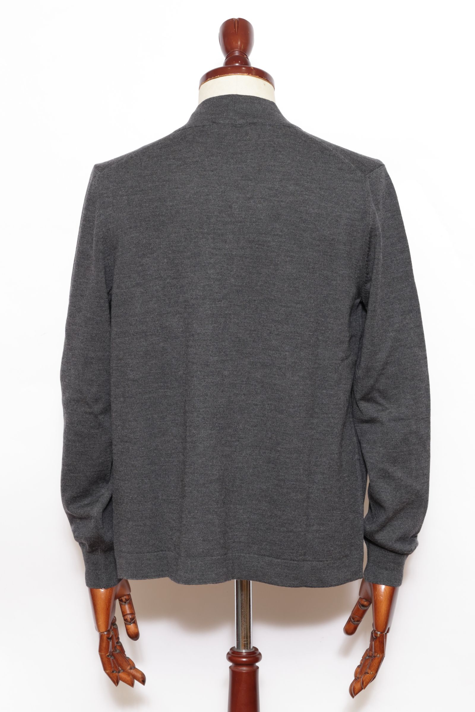 メリノウール 12G ボタンレス カーディガン  / チャコールグレー 098