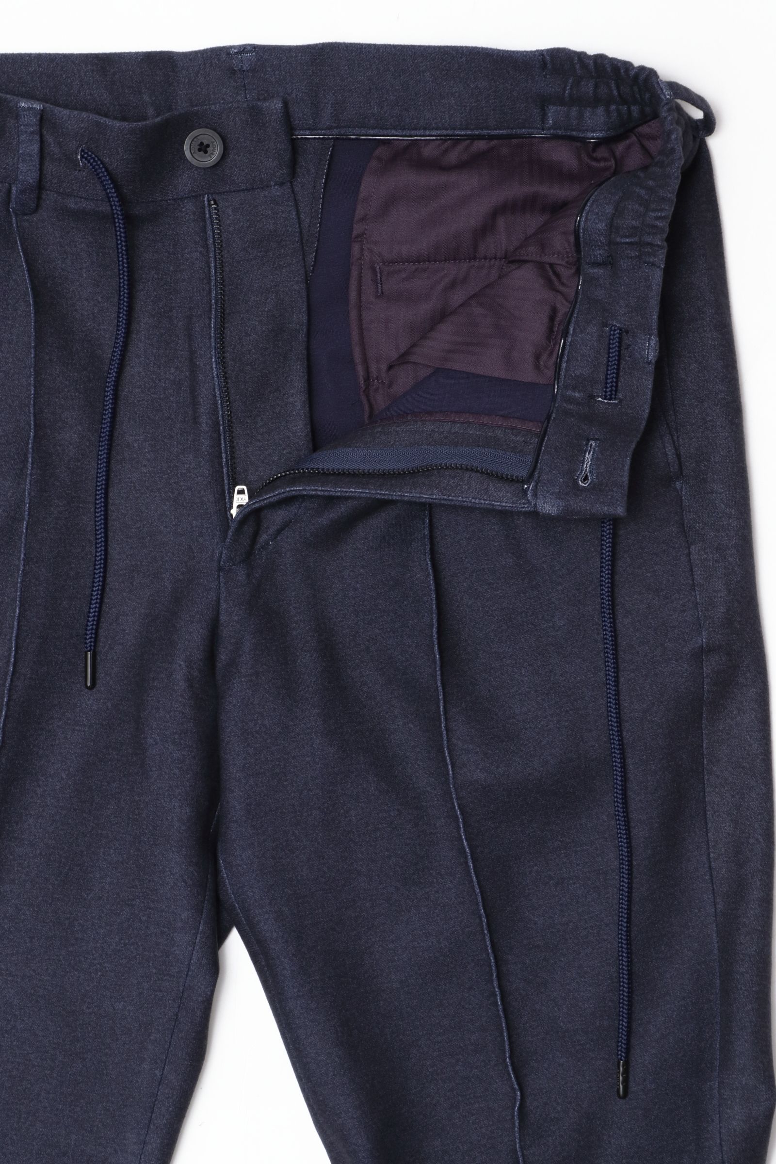 【セットアップあり】"THE FIRST CLASS" CERVINO ウォームジャージ 1プリーツ テーパード イージースラックス / NVY ネイビー