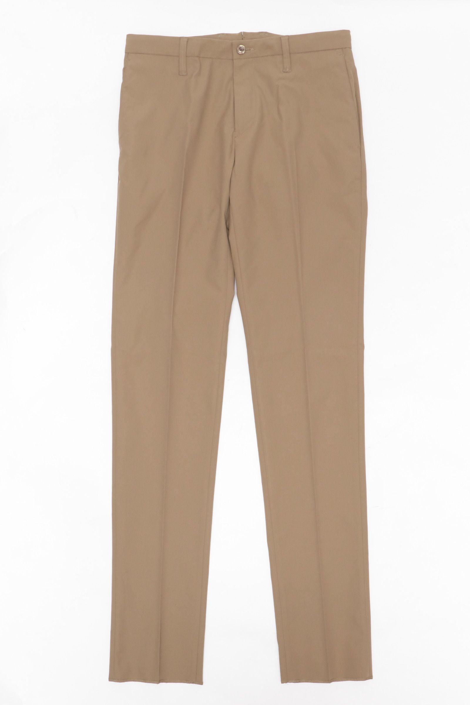 BASIC PANTS コットンライク ストレッチ ポリエステル  スリムフィット パンツ / ベージュ