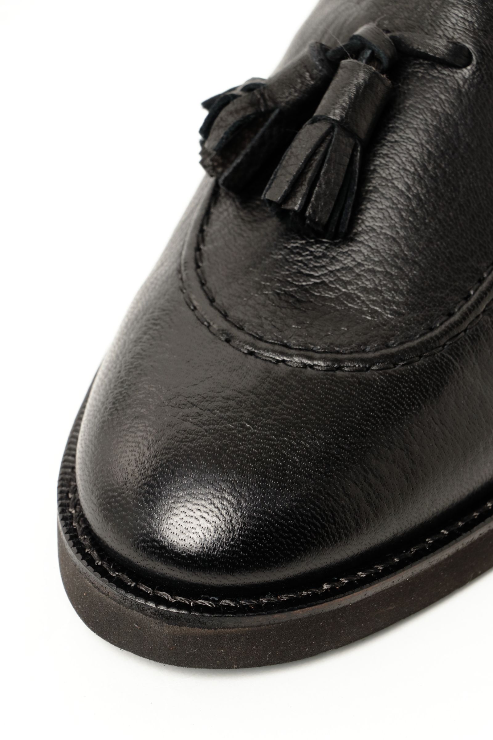 【スーパーふにゃ男】ディアスキン 鹿革 タッセルローファー シューズ 革靴 / ブラック