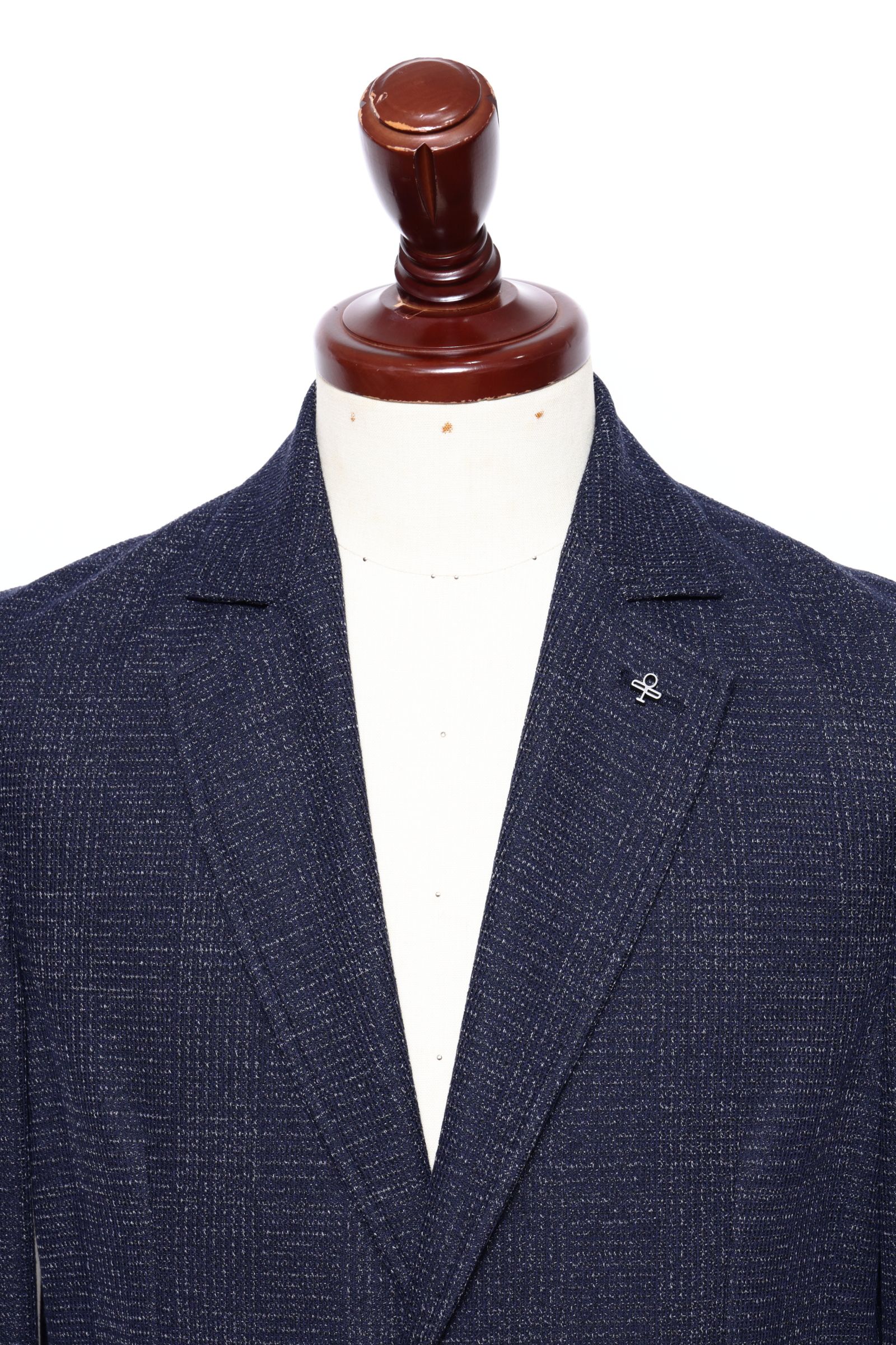 ストレッチ ジャージ シャドーチェック 2B ジャケット  / ネイビー