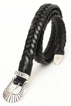 プンターレ カーフレザー メッシュ ウエスタン ベルト  2.5cm幅  / ブラック