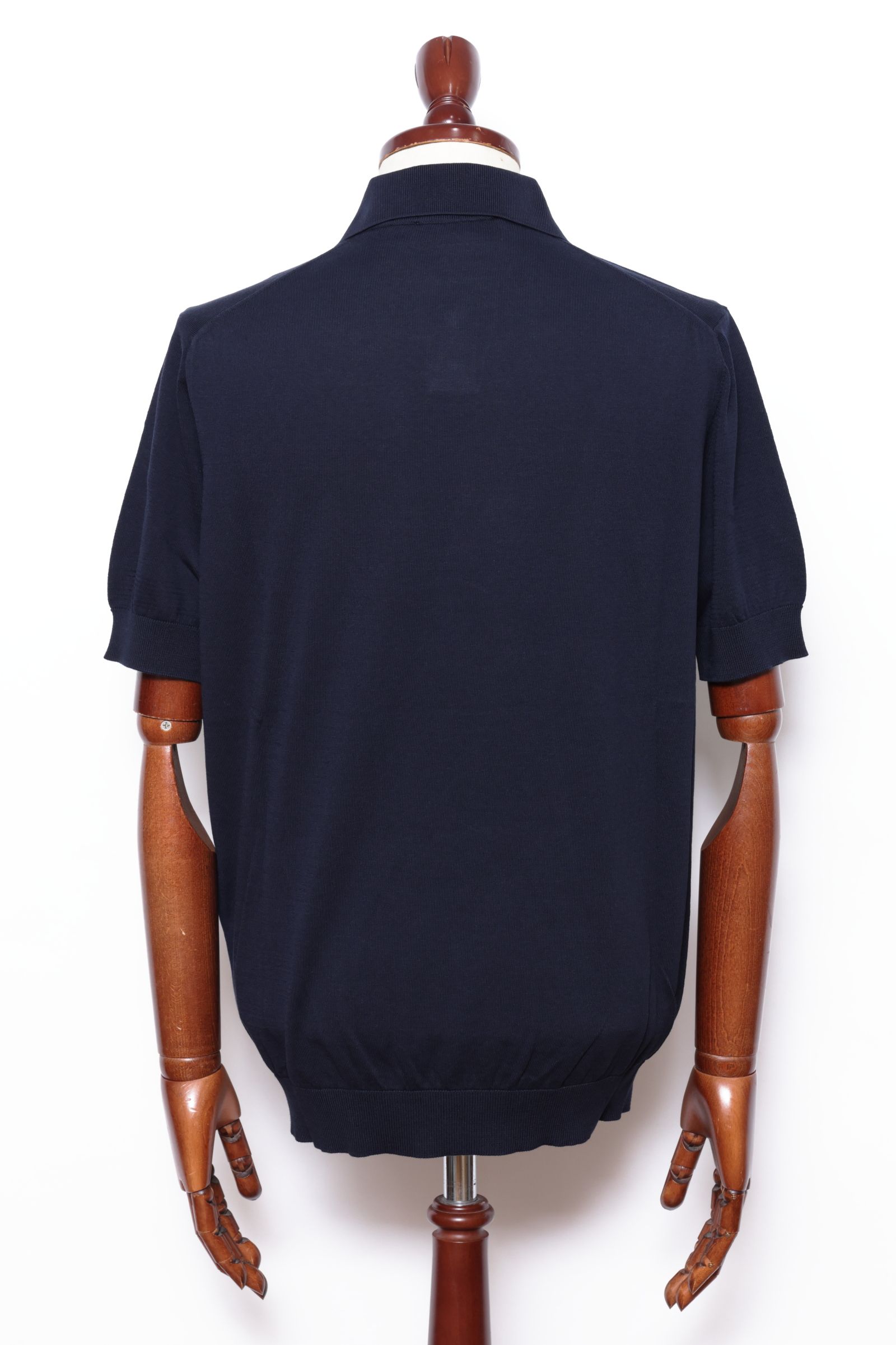 干場氏モデル クレープコットン ショートスリーブ スキッパーポロ / ネイビー