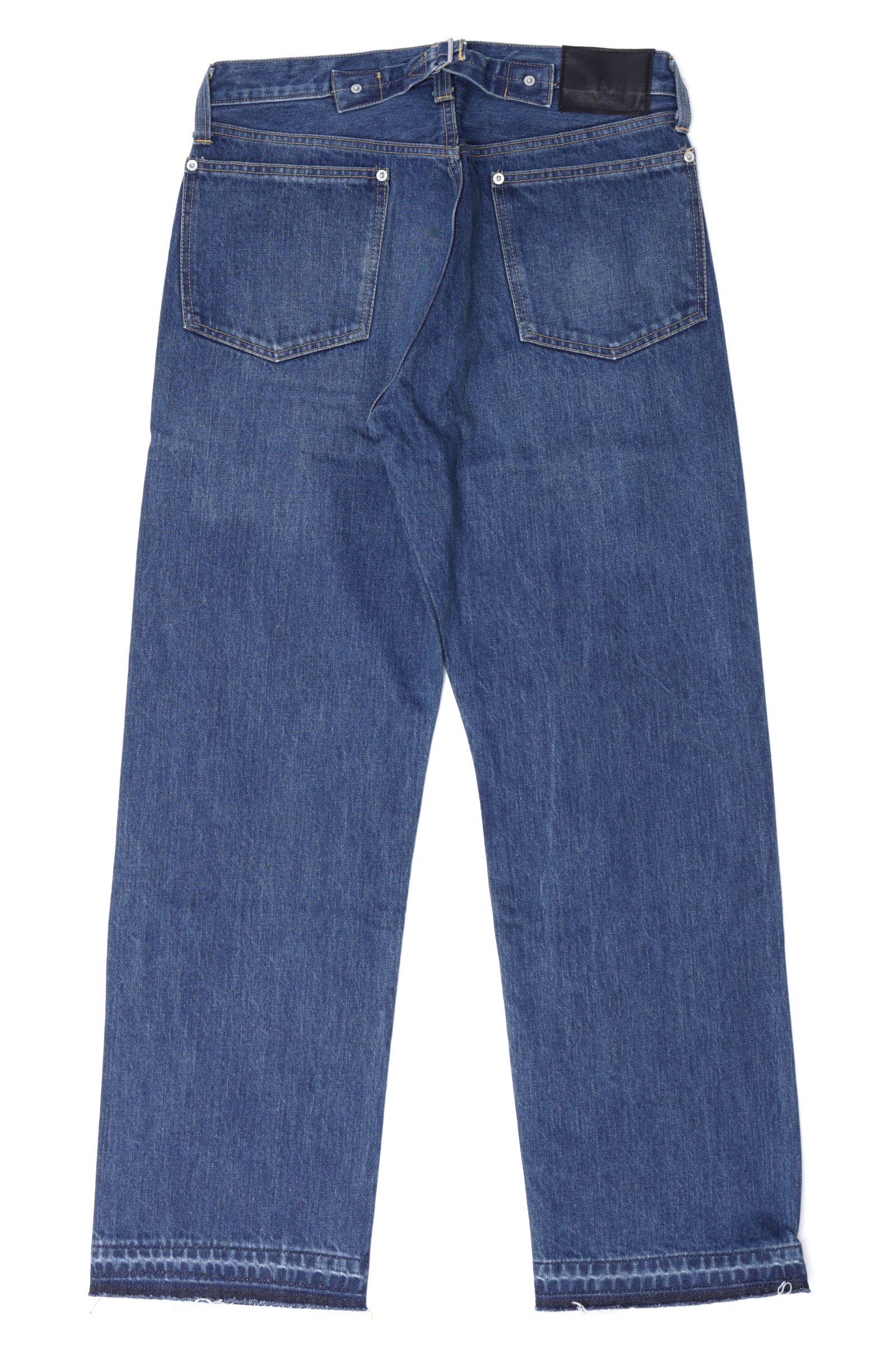 CINCH BACK BAGGY JEANS ユーズド加工 カットオフ ワイド デニムパンツ / INDIGO USED ブルー