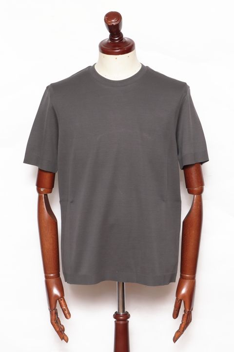 JG000206U ジャージニットエフェクト コットン クルーネック Tシャツ / グレー