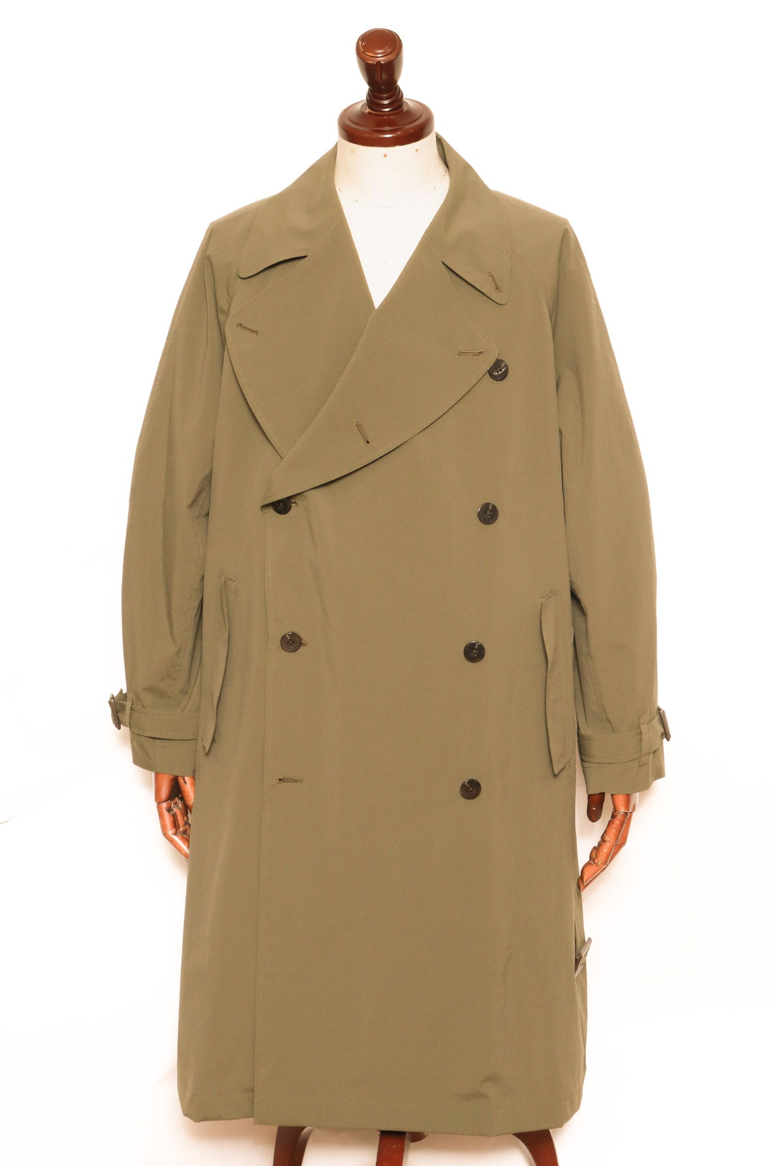 【半裏、無双仕立て】撥水ポリエステル タイプライター トレンチ / ダークベージュ