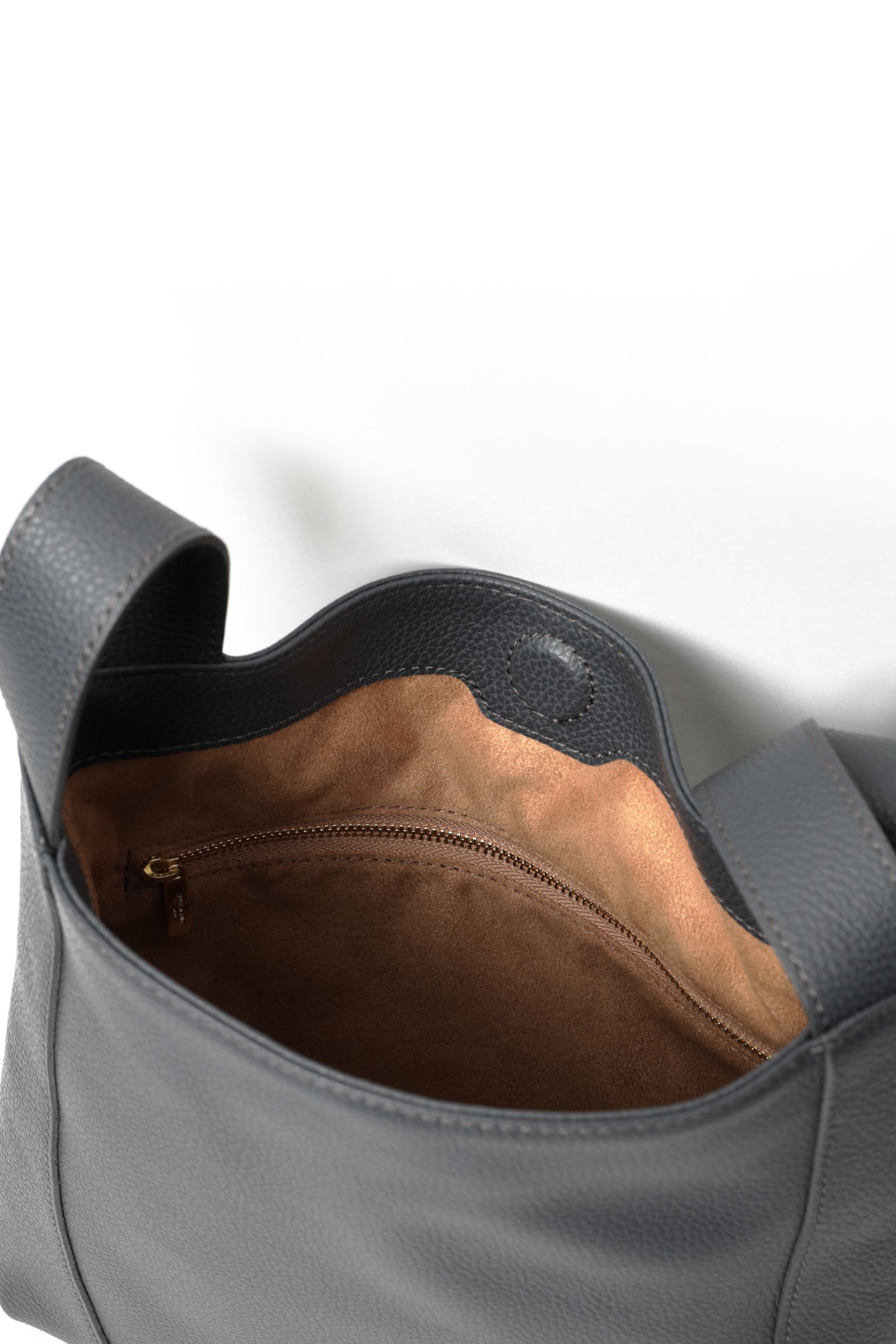 イタリアン シュリンクレザー ワンハンドルバッグ  / チャコールグレー