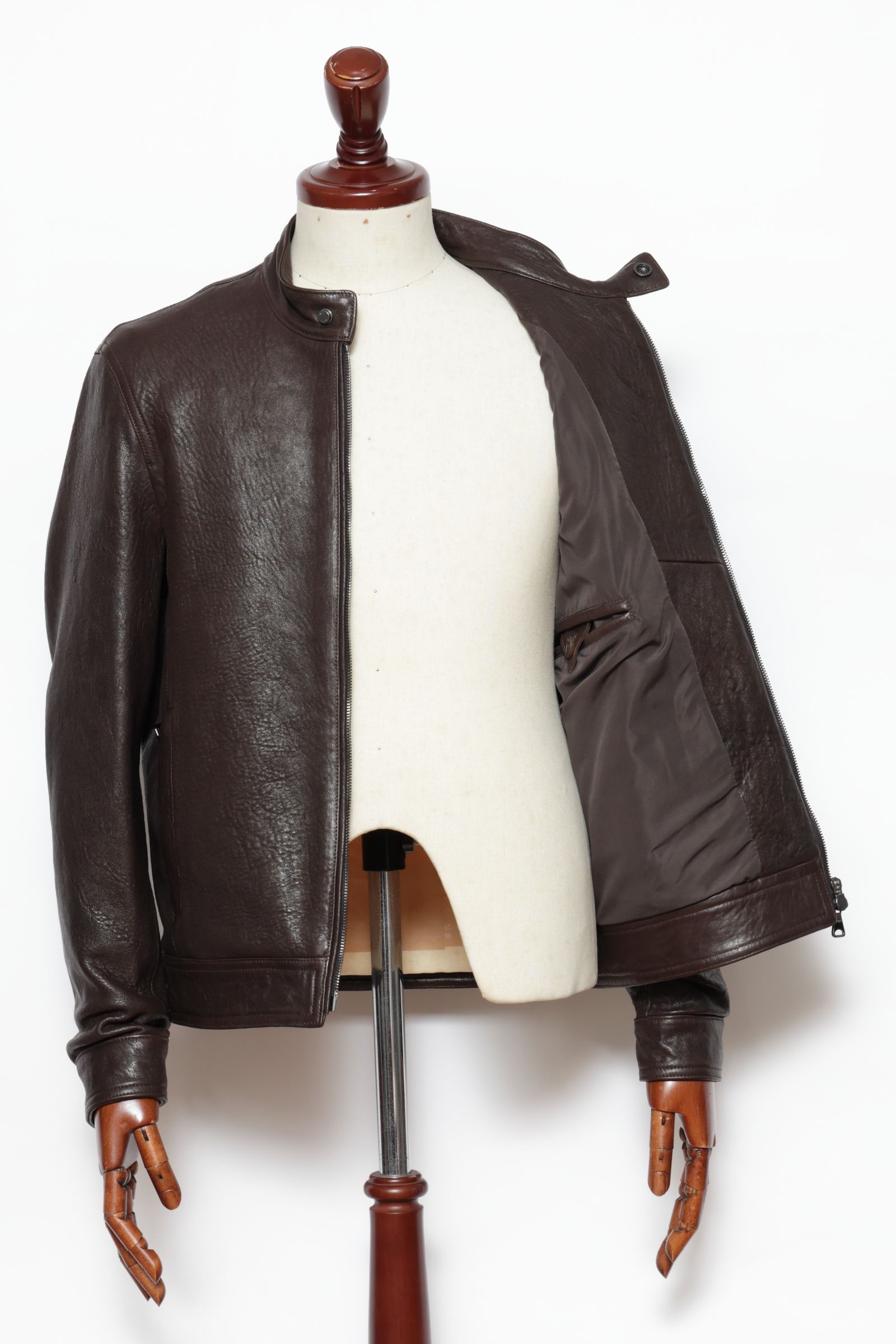 【数量限定】JURI SP NUOVA ZELANDA ニュージーランド産 ラムレザー シングル ライダース レザージャケット  / MARRON ダークブラウン