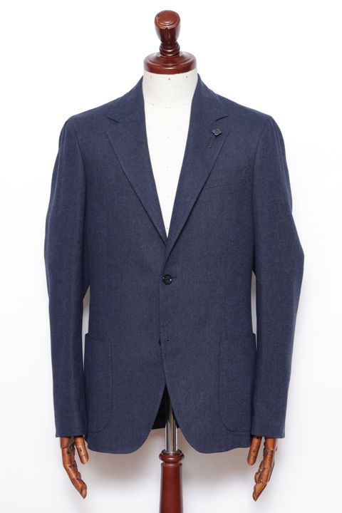 ROMA コットンリネン ヘリンボーン 2B シングル ジャケット / ネイビー