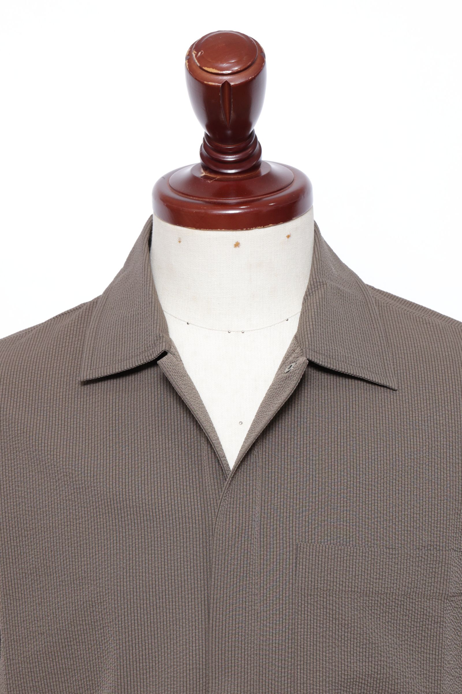 【セットアップあり】PT000093U 撥水ポリエステル シアサッカー ショートスリーブ シャツ / 7745 カーキ