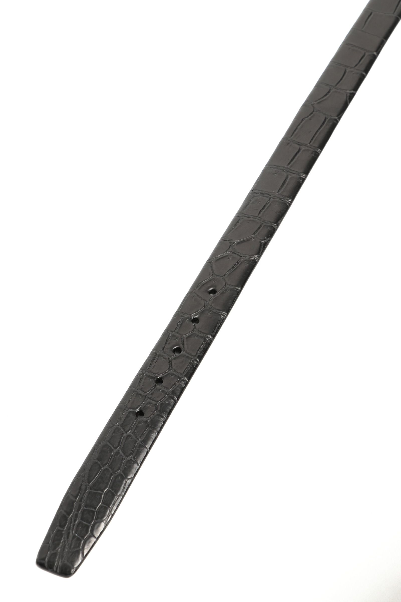 【最高級】 マットスモールクロコ (ポロサス)  全長133cm 幅30mm ベルト / ブラック