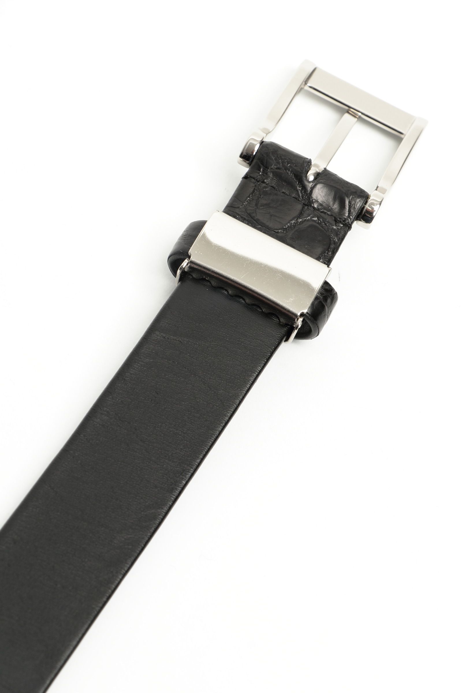【最高級】 マットスモールクロコ (ポロサス)  全長133cm 幅30mm ベルト / ブラック