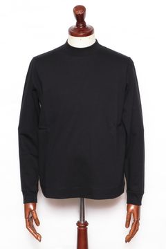 PABLO MOCK シルケット加工コットン ロングスリーブ モックネックカットソー / ブラック