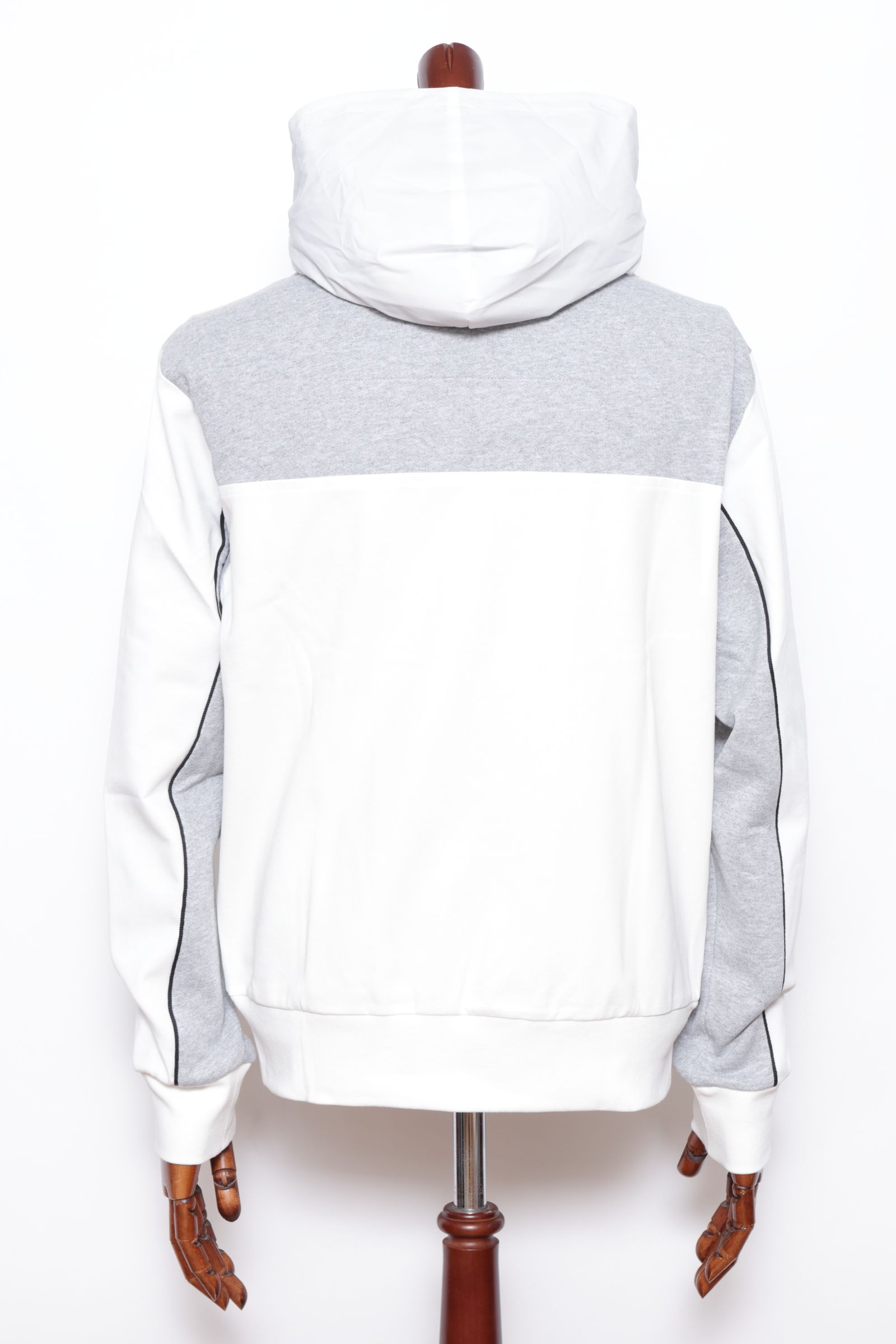 【セットアップあり】ABEL ストレッチジャージ スウェットコンビ ワンポイントロゴ ジップアップ パーカー / ホワイト × グレー × ブラック