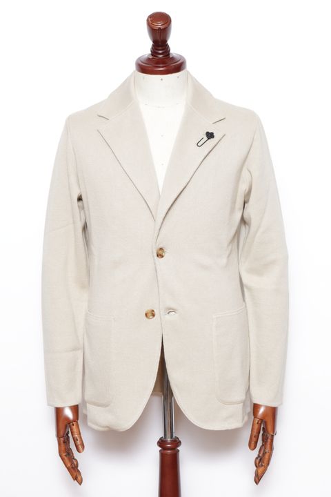 ALJM コットン ニット 2B ジャケット  / ベージュ 02120